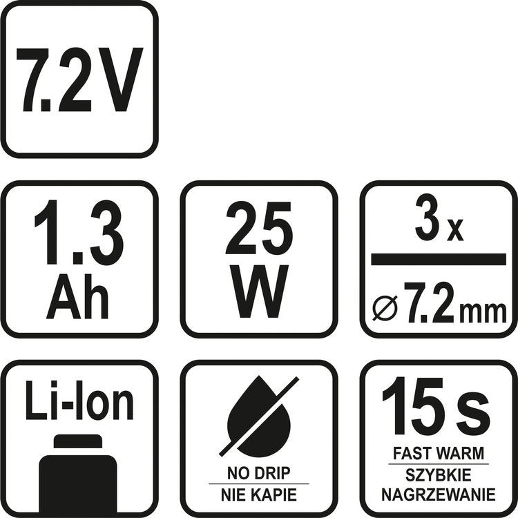 Akumuliatorinis klijavimo pistoletas / 15 sek. | 7,2V (78154)