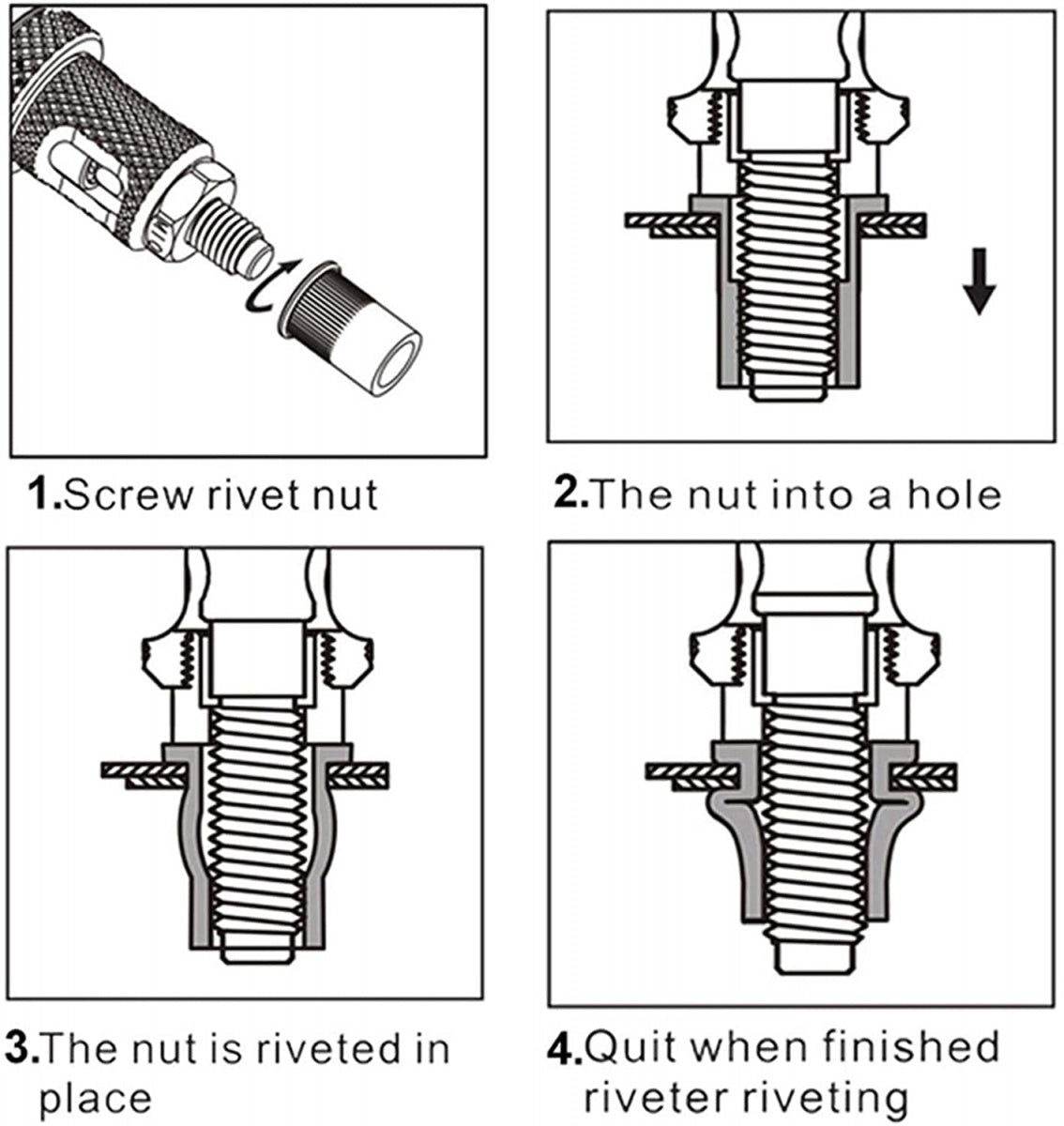 THREADED RIVET TOOL | WITH SET | M5, M6, M8, M10, M12 (M49570)