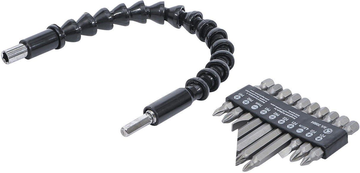 BIT SET WITH FLEXIBLE SHAFT | 6.3 MM (1/4") DRIVE | 11 PCS. (20804)