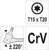 Raktas šarnyrinis dvipusis | T-Star (Torx) T15XT20 (YT-05311)