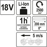 Akumuliatorinis teleskopinis grandininis pjūklas | 18V 200-280 cm | be akumuliatoriaus (YT-82837)