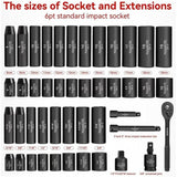 IMPACT TOOL SET | METRIC AND IMPERIAL SIZES | 10 MM (3/8") | 45 PCS. (SK45S)