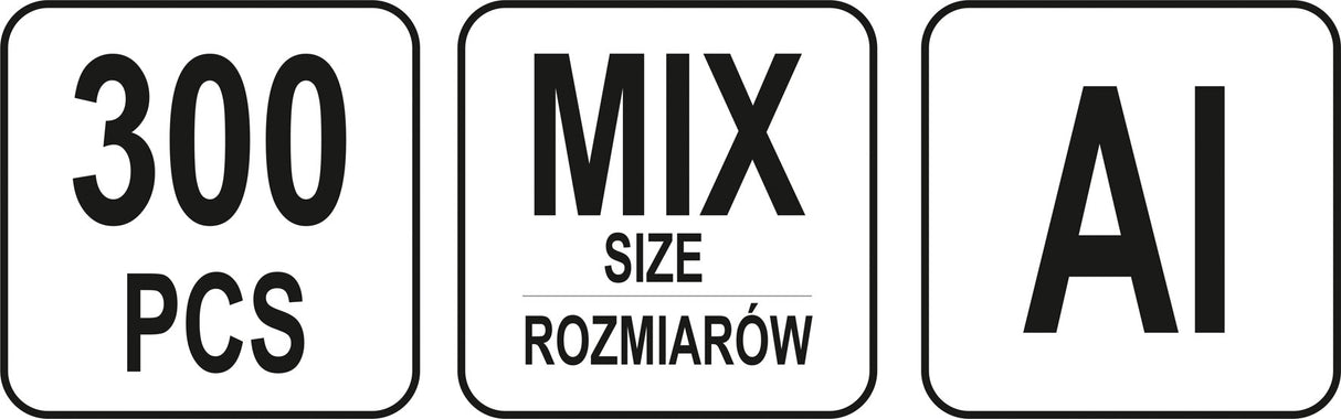 Srieginių plieninių ir aliuminų kniedžių rinkinys MIX | M3-M10 | 300 vnt. (YT-36480)