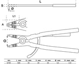 CIRCLIP PLIERS | ANGLED | FOR OUTSIDE CIRCLIPS | 500 MM (6739)