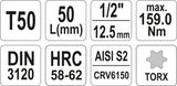 Antgalis įpresuotas į galvutę 1/2", T50 x 55 mm (YT-04316)
