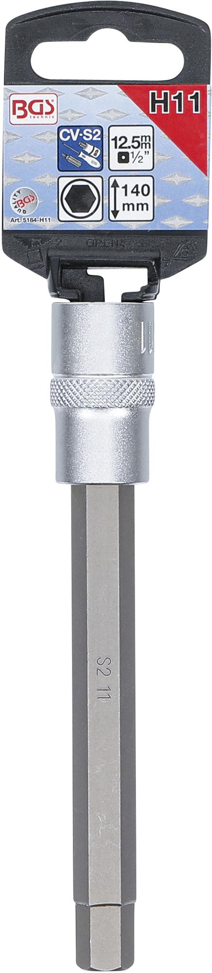 Antgalis įpresuotas į galvutę | ilgis 140 mm | 12,5 mm (1/2") | Hex šešiakampis 11 mm (5184-H11)
