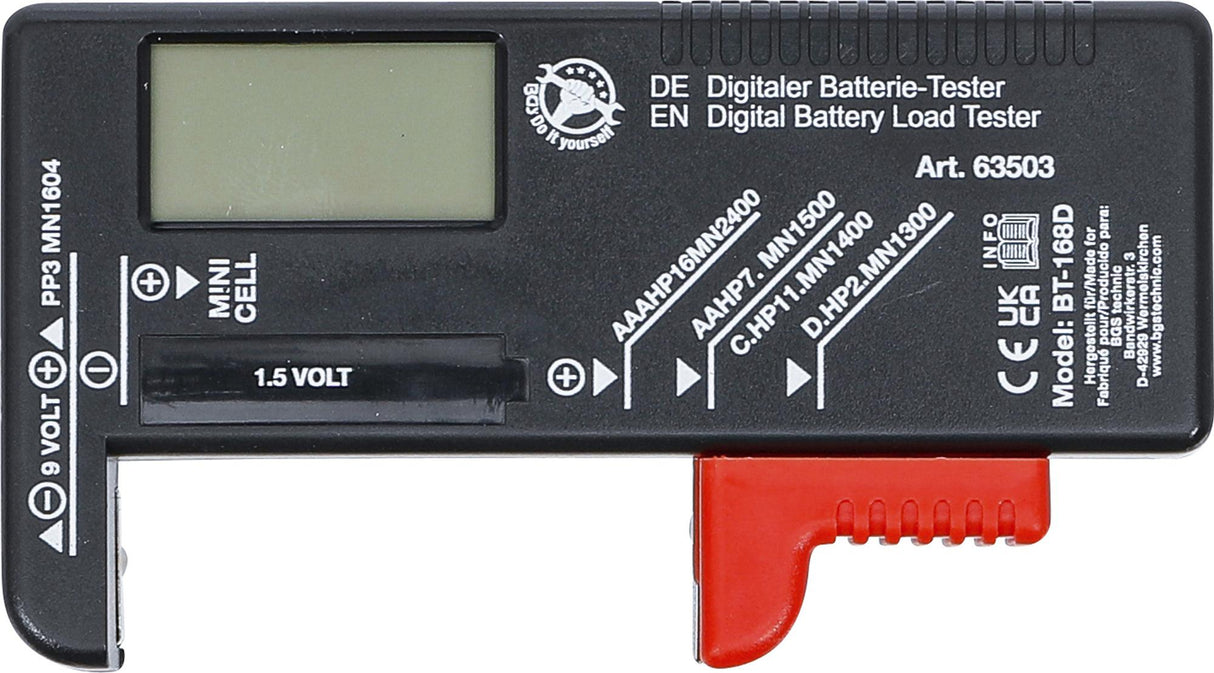 Skaitmeninis baterijos apkrovos testeris | 1,5 V / 9 V (63503)