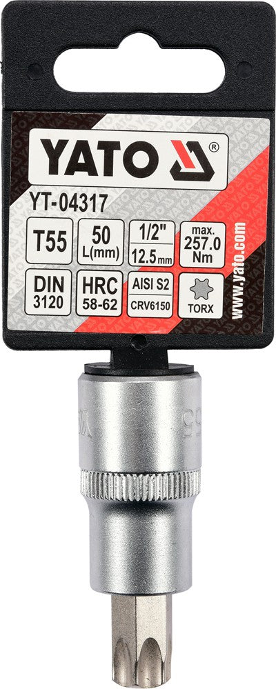 Antgalis įpresuotas į galvutę 1/2", T55 x 55 mm (YT-04317)