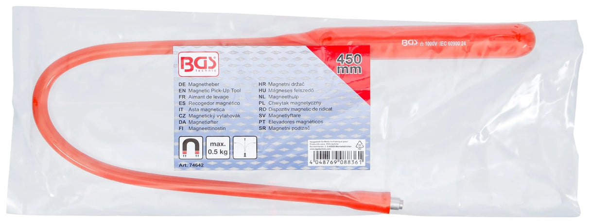 MAGNETIC PICK-UP TOOL, FLEXIBLE | INSULATED | 450 MM | LIFTING CAPACITY 0.5 KG (74642)