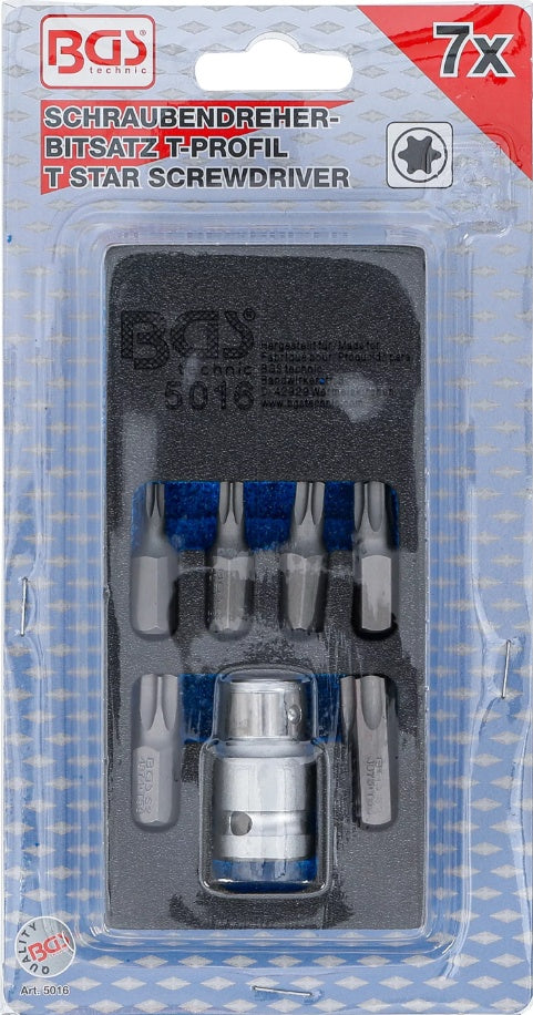 Antgalių komplektas | 10 mm (3/8") | T-Star (Torx) | 7 vnt. (5016)