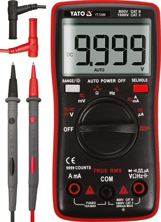 Skaitmeninis daugiafunkcinis testeris | TRUE RMS | 9999 AUTO LCD (YT-73089)