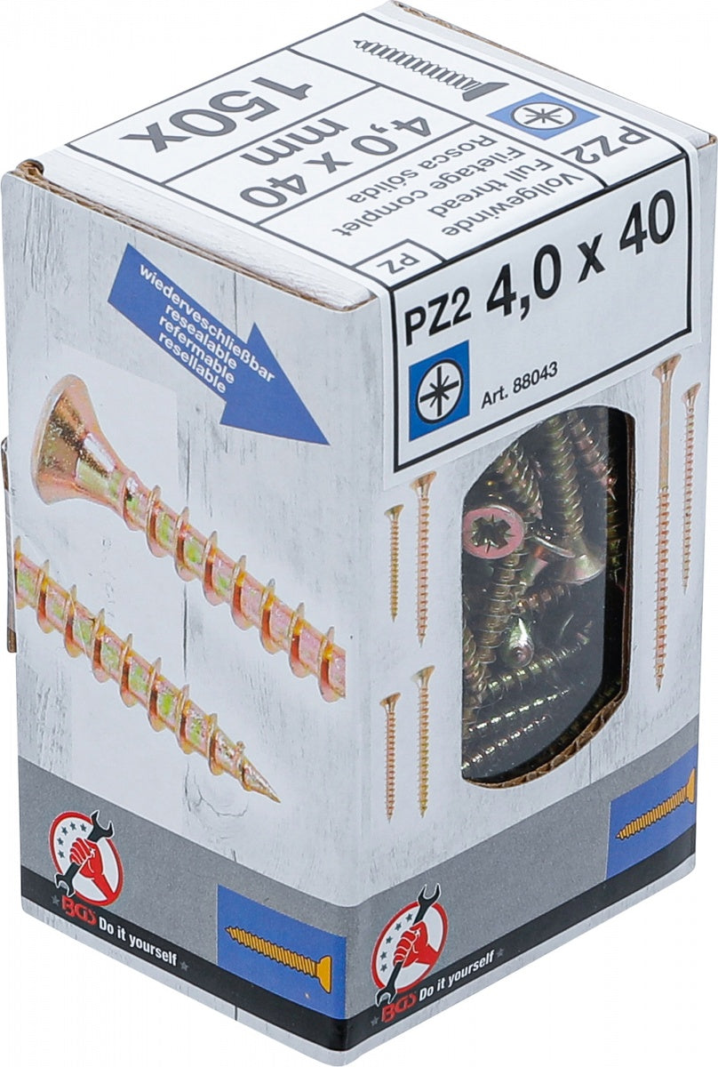Универсальные шурупы | Cross Slot PZ2 | 4.0 x 40 mm | 150 шт.