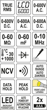 Srovės matavimo replės | automatinės | AC / DC 600A (YT-73093)