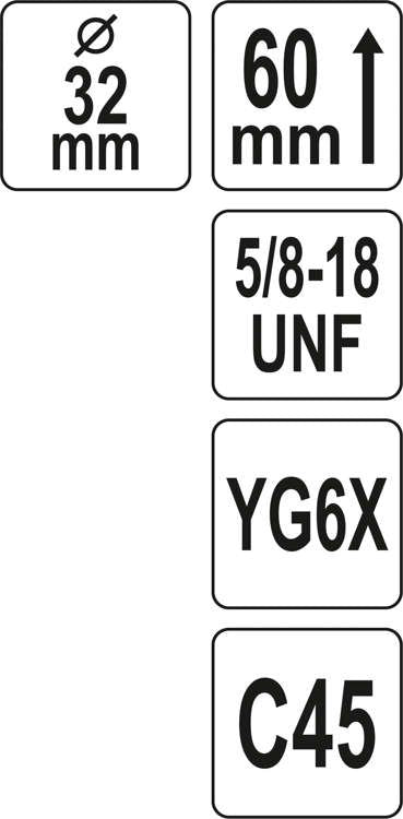 Universali gręžimo karūna | TCT | 5/8"-18UNF | 32 mm (YT-43974)