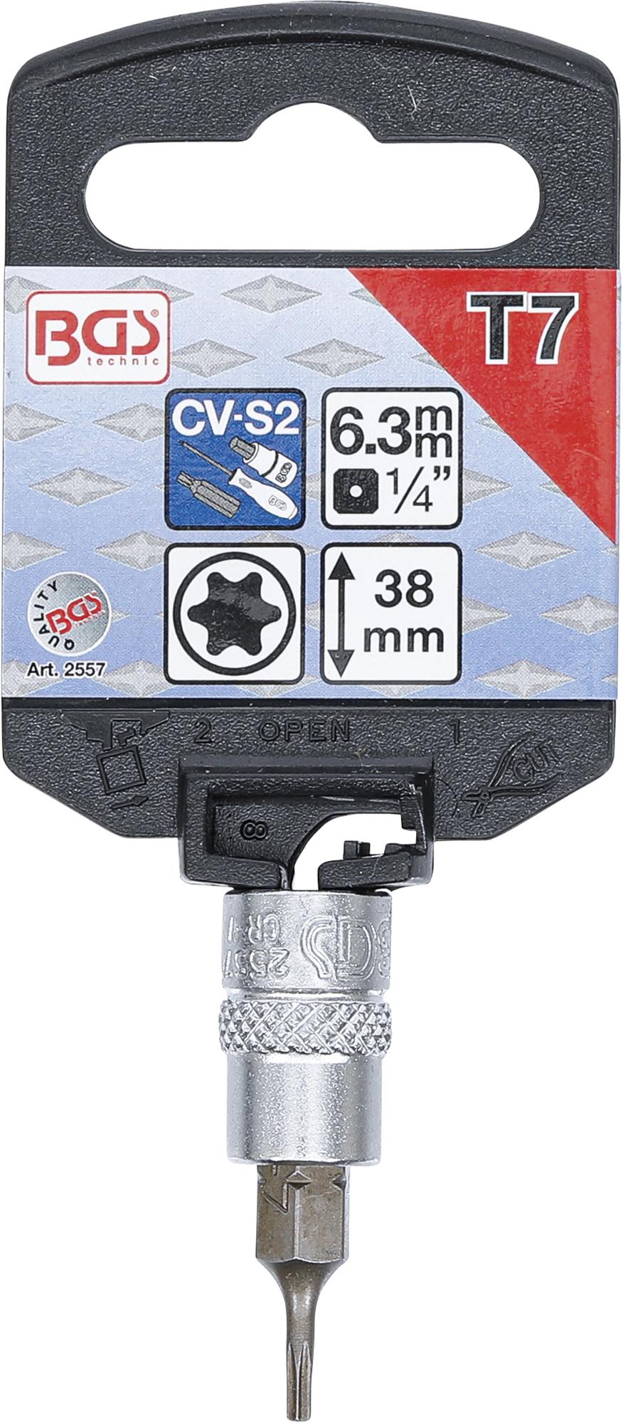 Antgalis įpresuotas į galvutę | 6.3 mm (1/4") | T-Star (Torx) T7 (2557)