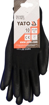 WORKING GLOVES NYLON/PU BLACK S. 10 (YT-7473)