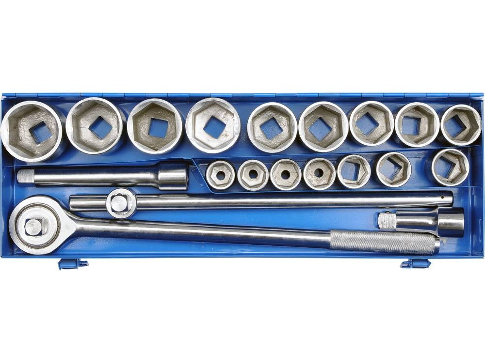 Galvučių komplektas 6 kampų | 22-50 mm | metalinė dėžė | 20 mm (3/4") | 21 vnt. (58150)