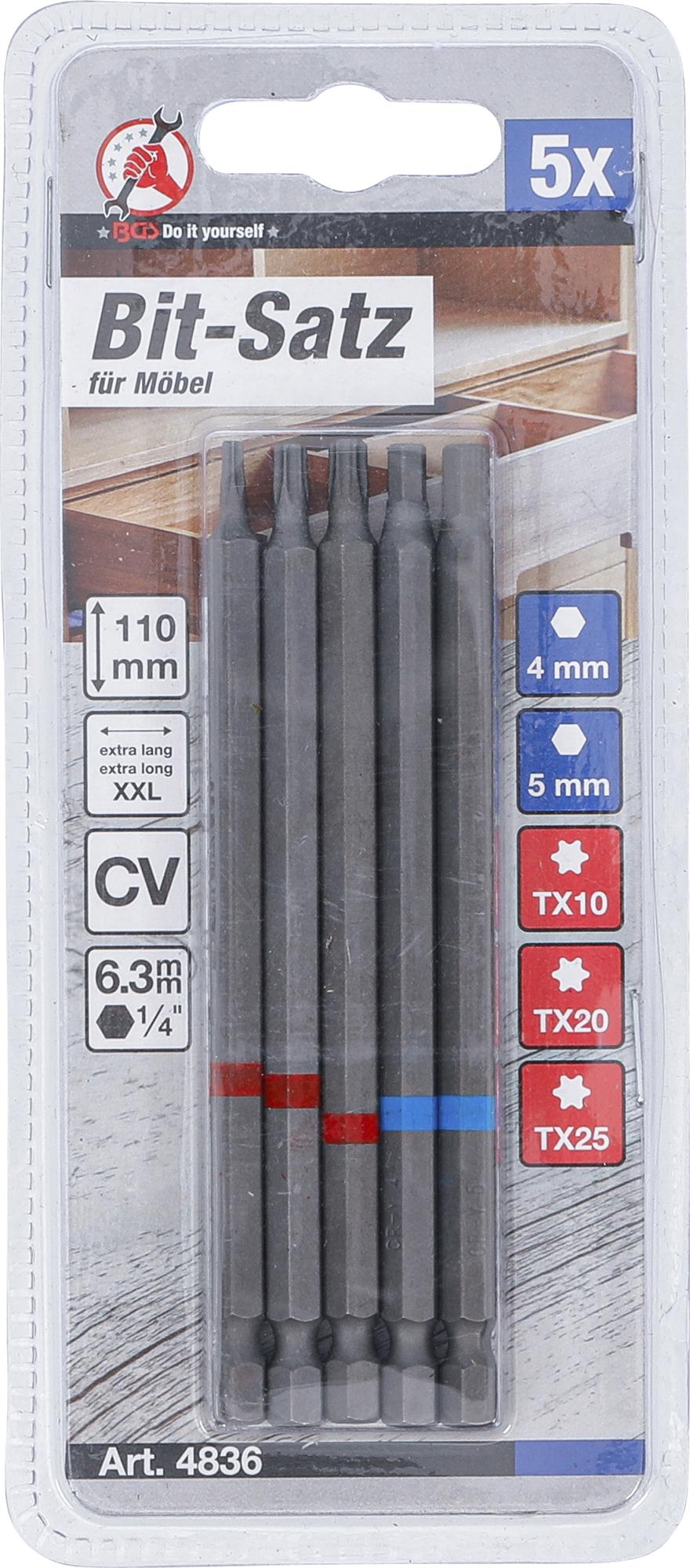 Набор бит | 6,3 mm (1/4") | шестигранник, Torx | 110 mm | 5 шт.