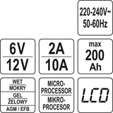 Pakrovėjas 6 V ir 12 V akumuliatorių įkrovimui | 6V/2A, 12V/10A (YT-83002)