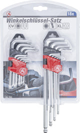 L tipo raktų rinkinys | ilgi | T-Star (Torx) T10 - T50 / Hex šešiakampis 1,5 - 10 mm | 18 vnt. (822)