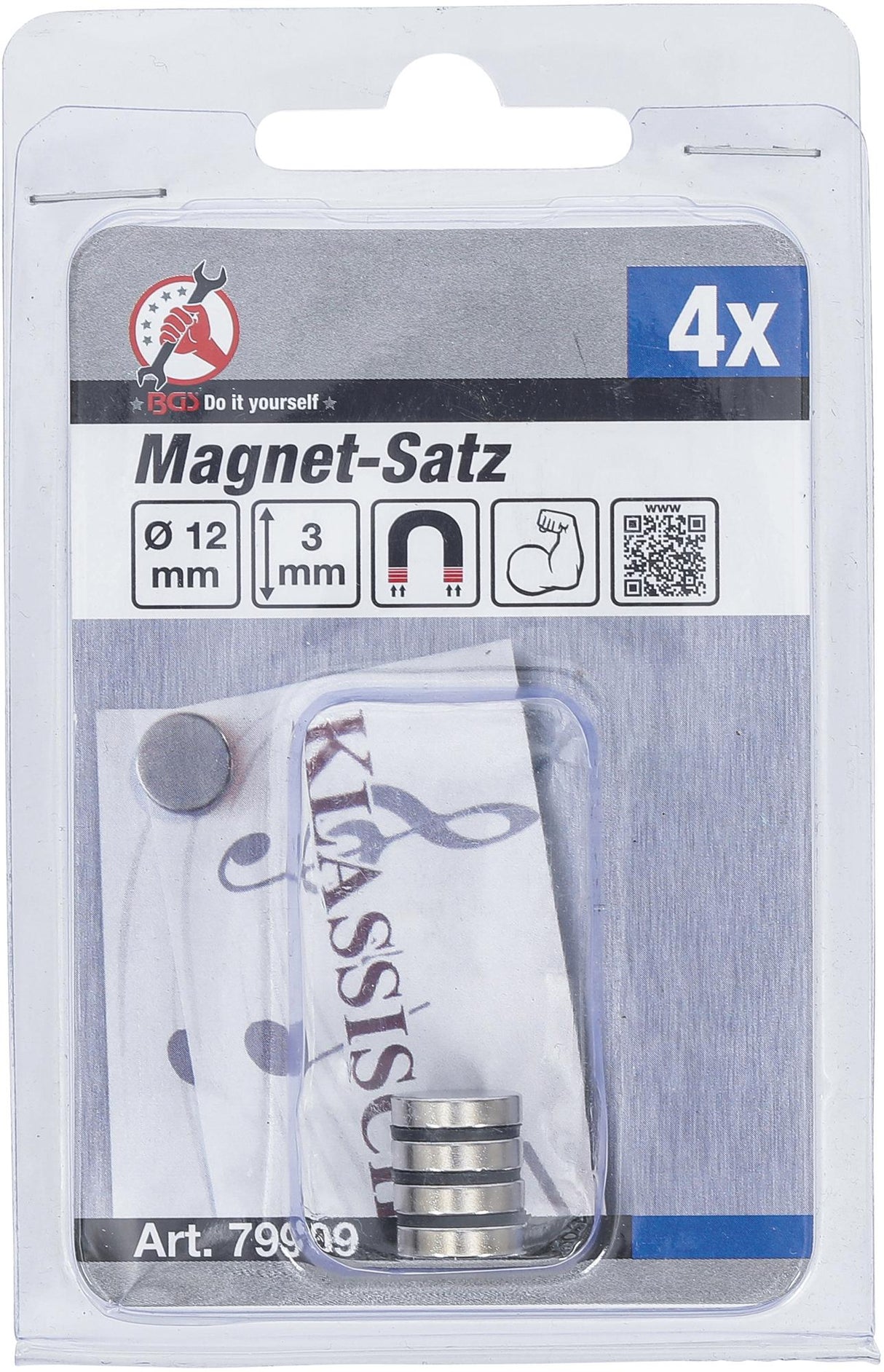 Magnetų rinkinys | ypač stiprūs | Ø 12 mm | 4 vnt. (79909)