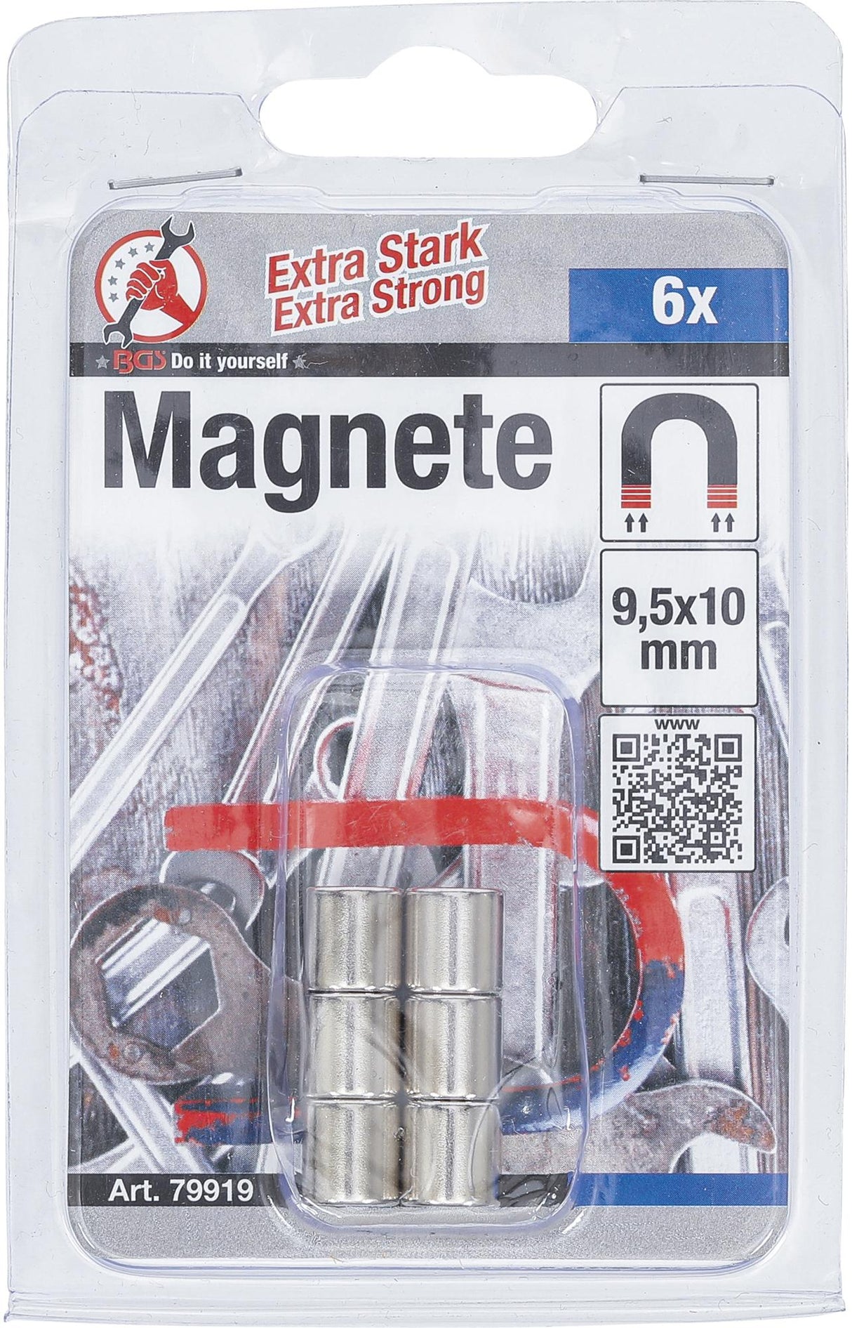 Magnetų rinkinys | ypač stiprūs | Ø 9,5 mm | 6 vnt. (79919B)