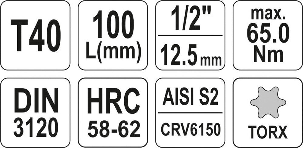 Бита в головке 1/2", длина 100 mm, T40