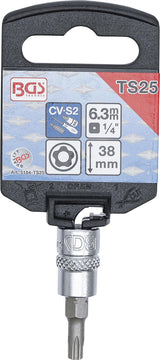 Antgalis įpresuotas į galvutę 5 kampų | 6.3 mm (1/4") | T-Star su skyle (Torx) TS25 (5184-TS25)