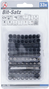 BIT SET | SHORT | 6.3 MM (1/4") DRIVE | VARIOUS TYPES | 33 PCS. (763)
