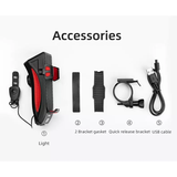 BICYCLE LIGHT WITH PHONE HOLDER | SIGNAL | MULTIFUNCTION / POWERBANK | USB | 3 LED (RBL3)