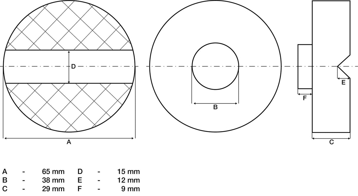 Резиновая накладка | для подкатных домкратов | 65 x 38 mm