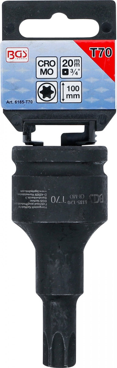 Smūginis antgalis | ilgis 100 mm | 20 mm (3/4") | T-Star (Torx) T70 (6185-T70)