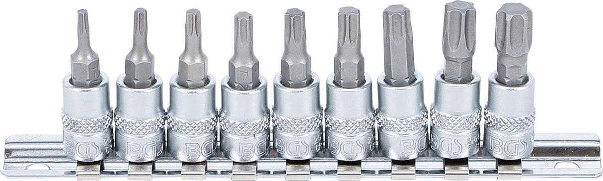 Įpresuotų antgalių rinkinys | 6.3 mm (1/4") | T-Star (Torx) T10 - T50 | 9 vnt. (2164)