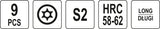 L tipo raktų rinkinys | spalvoti / S2 | T-Star (Torx) / T10 - T50 | 9 vnt. (YT-05633)