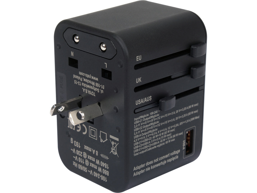 Путешествующий адаптер | универсальный | более 150 стран / USB-C PD 65W