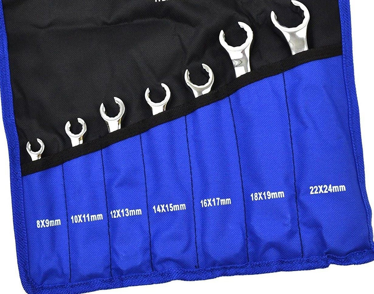 Raktų rinkinys su išpjova vamzdeliams | 8x9 - 22x24 mm | 7 vnt. (FN007)