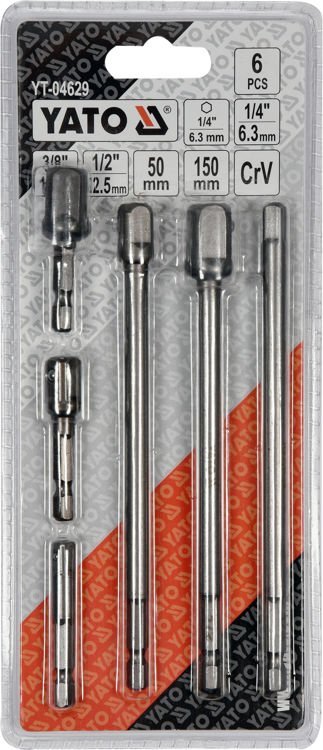 6PCS SOCK ADAP HEX SHA SET 1/4, 3/8, 1/2 (YT-04629)