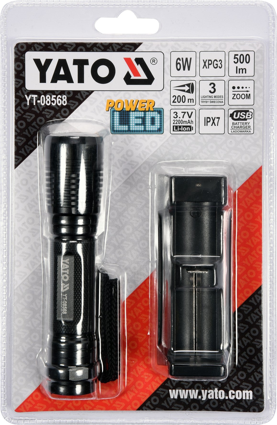 Фонарь XP-G3 CREE 6W аккумуляторный