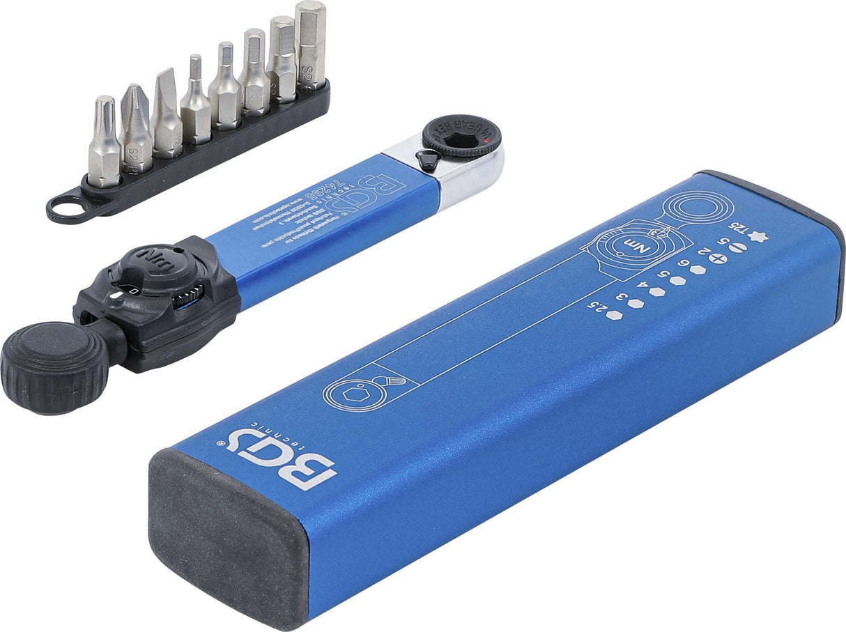 Динамометрический ключ | внутренний шестигранник 6,3 mm (1/4") | 2–10 Nm | с набором бит | 9 шт.