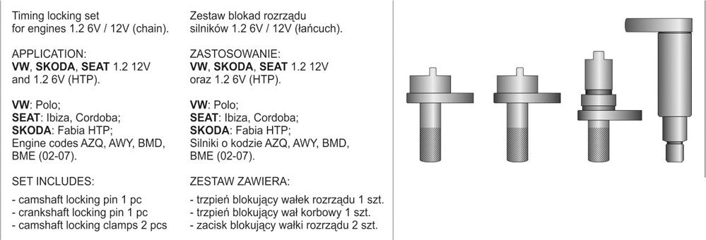 Alkūninio veleno blokavimo rinkinys | VW Polo, Lupo, Seat, Skoda 1.2L (YT-06012)