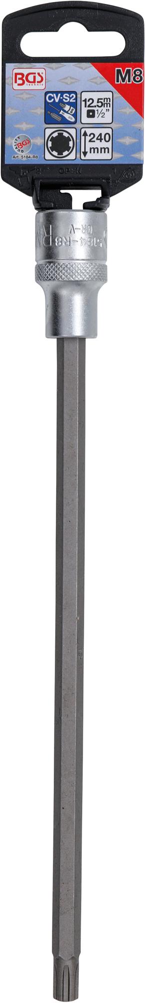 Antgalis įpresuotas į galvutę | ilgis 240 mm | 12,5 mm (1/2") | Spline (skirta RIBE) | M8 (5184-R8)