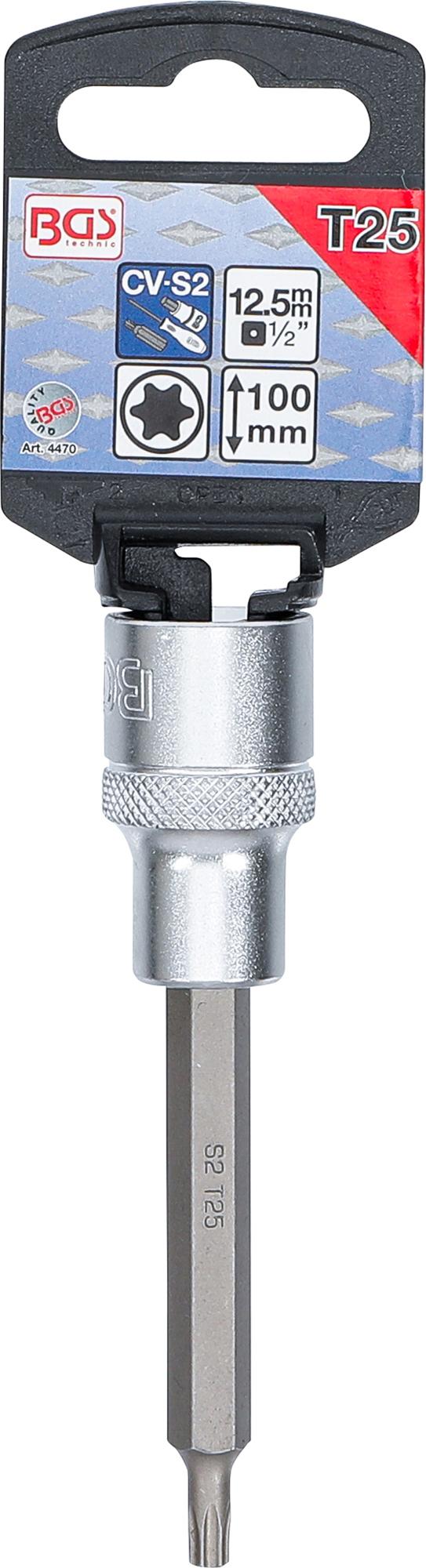 Antgalis įpresuotas į galvutę | ilgis 100 mm | 12,5 mm (1/2") | T-star (Torx) T25 (4470)