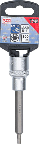 Antgalis įpresuotas į galvutę | ilgis 100 mm | 12,5 mm (1/2") | T-star (Torx) T25 (4470)