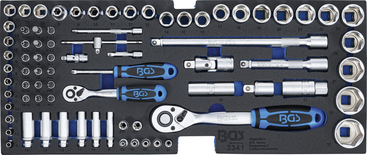FOAM TRAY FOR BGS 3312: SOCKET SET | 12.5 MM (1/2") + 6.3 MM (1/4") | 77 PCS. (3341)