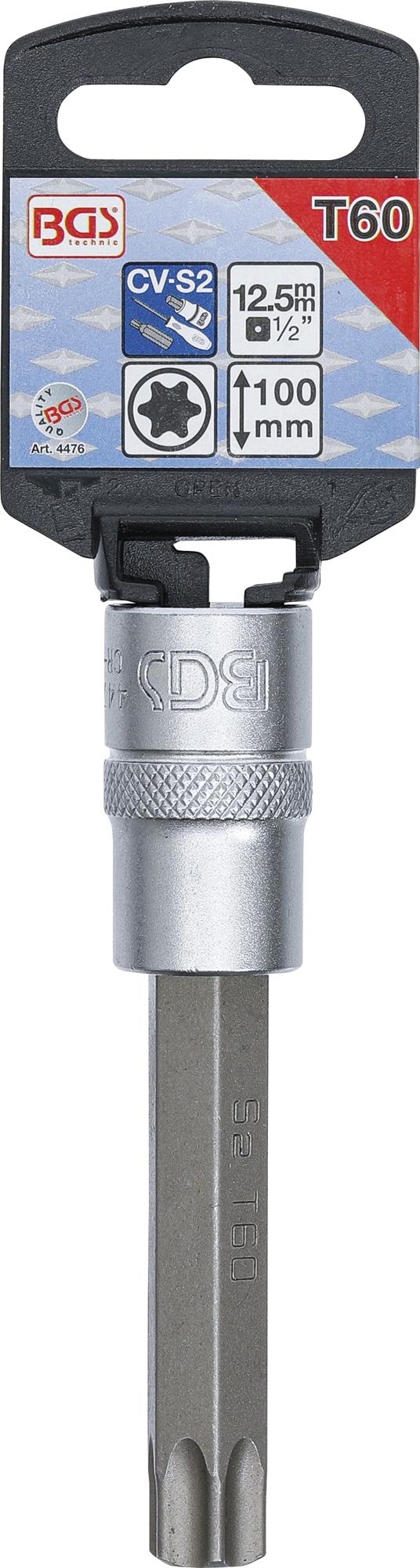 Antgalis įpresuotas į galvutę | ilgis 100 mm | 12,5 mm (1/2") | T-star (Torx) T60  (4476)