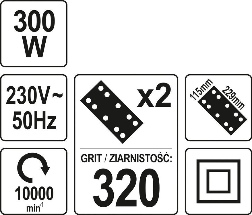 Vibratorius orbitinis | 115 X 229 mm | 300W (YT-82234)