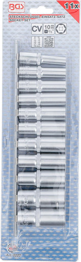 Ilgų galvučių rinkinys, šešiakampės | 10 mm (3/8") | 8 - 19 mm | 11 vnt. (2222)