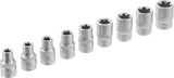 Galvučių rinkinys E-tipas | 12,5 mm (1/2") | E10 - E24 | 9 vnt. (6425)