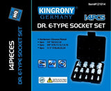 Galvučių rinkinys E-Star varžtams 14 vnt, 1/4"+3/8"+1/2", E4-E24  (KR121014)