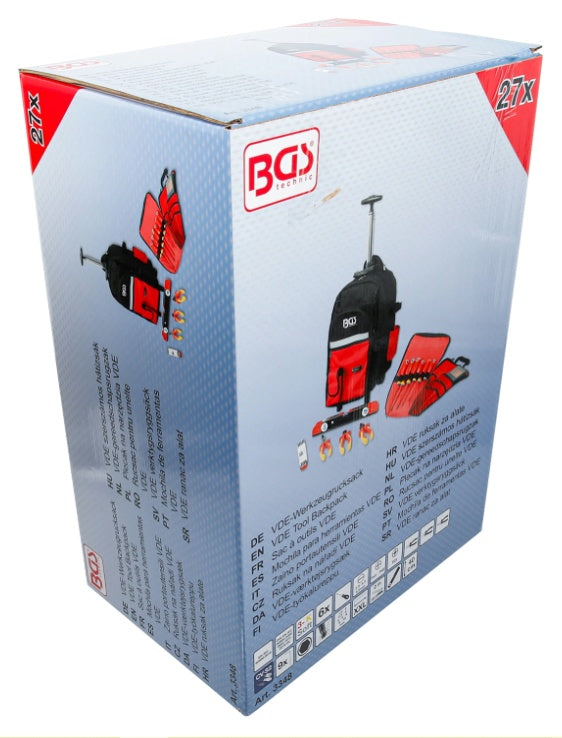 TOOL KIT IN BACKPACK WITH WHEELS AND TELESCOPIC HANDLE | VDE | 27 PCS (3348)